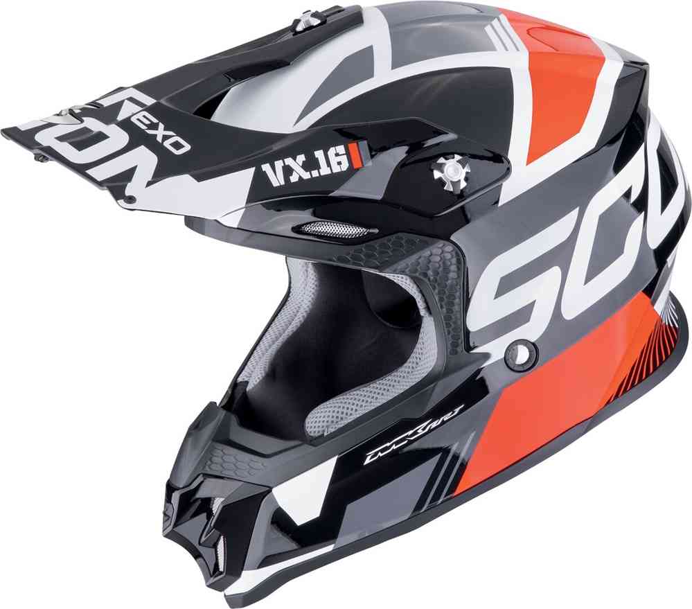 SCORPION VX 16 EVO AIR ANALOG Enduro Moto Casco Negro Rojo