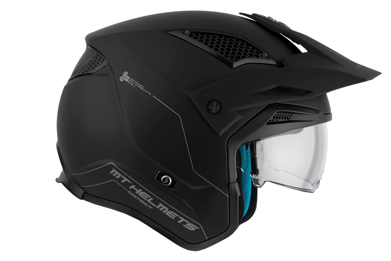 MT District Sv Solid A1 negro mate Casco de moto carretera todoterreno - CASCO