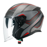 CGM 136G RNA SPORT JET CASCO MOTO GRIGIO ROSSO OPACO