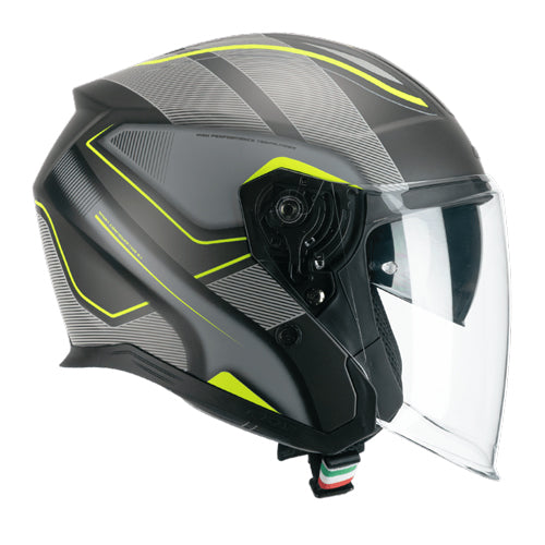 CGM 136G RNA SPORT CASCO MOTO ABATIBLES GRIGIO GIALLO FLUO OPACO