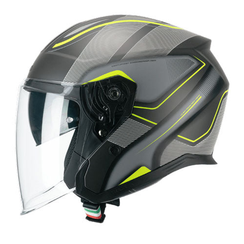 CGM 136G RNA SPORT CASCO MOTO ABATIBLES GRIGIO GIALLO FLUO OPACO