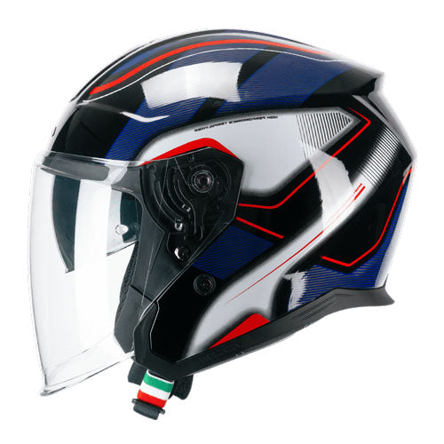 CGM 136G RNA SPORT JET CASCO MOTO NERO ROSSO AZUL