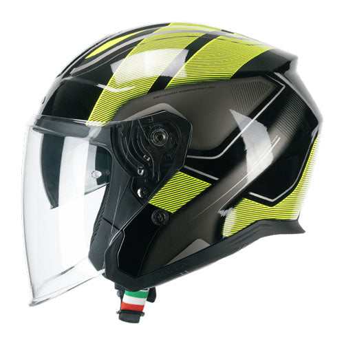 CGM 136G RNA SPORT JET CASCO MOTO NERO GIALLO FLUO