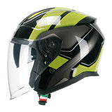 CGM 136G RNA SPORT JET CASCO MOTO NERO GIALLO FLUO