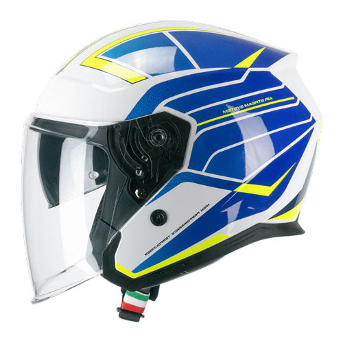 CGM 136S RNA RACE JET CASCO MOTO AZUL GIALLO FLUO