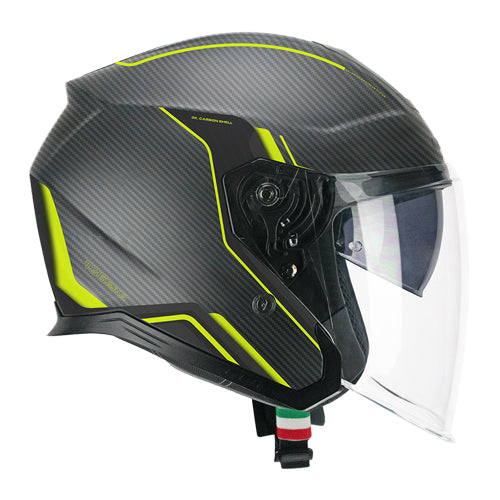 CGM 136X RNA PRO STREET JET CASCO MOTO CARBON GIALLO FLUO OPACO