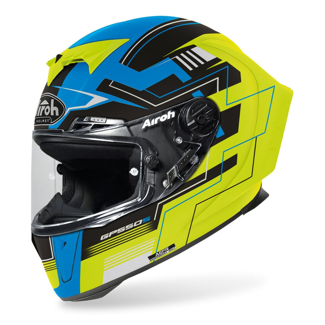 AIROH - CASCOS GP550 S CHALLENGE BLUE/YELLOW MATT - SECURTEX MOTOR S.L (t/a MaximoMoto)