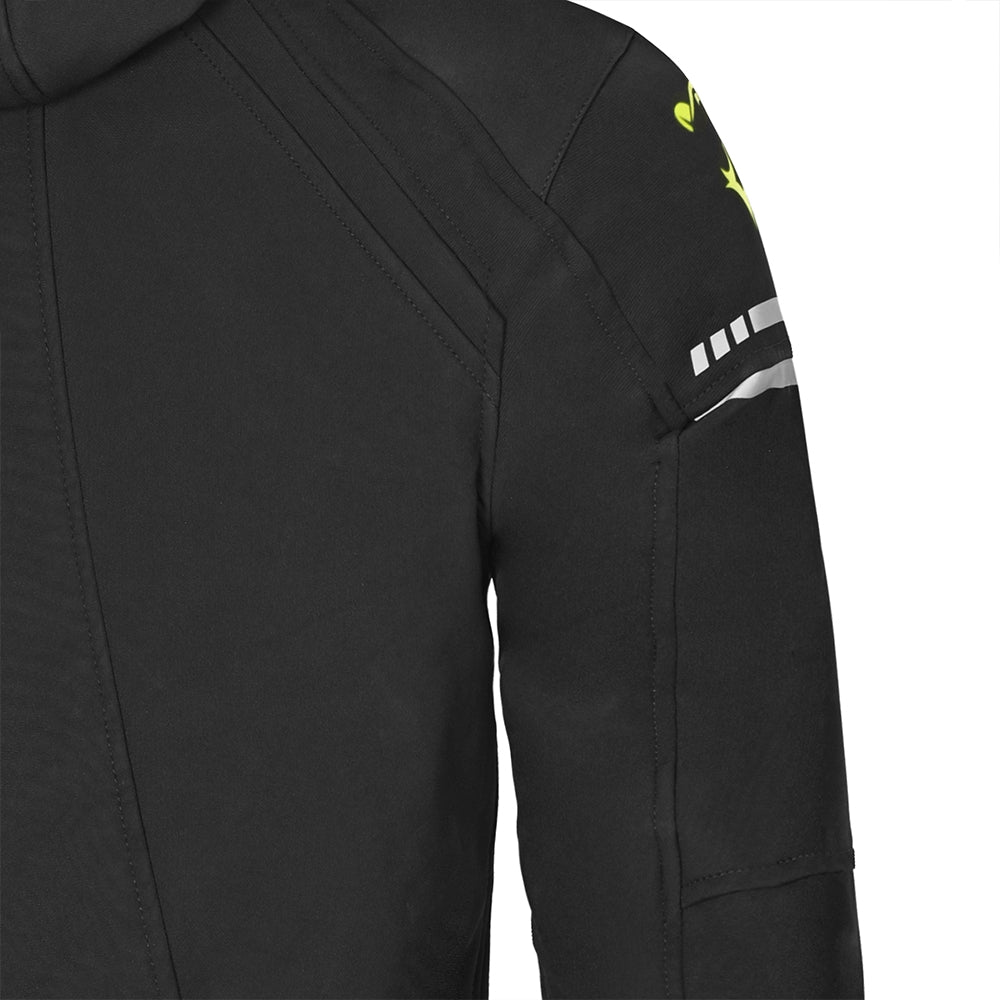 BELA - BREEZE SOFTSHELL Negro/Amarillo Fluor - SECURTEX MOTOR S.L (t/a MaximoMoto)