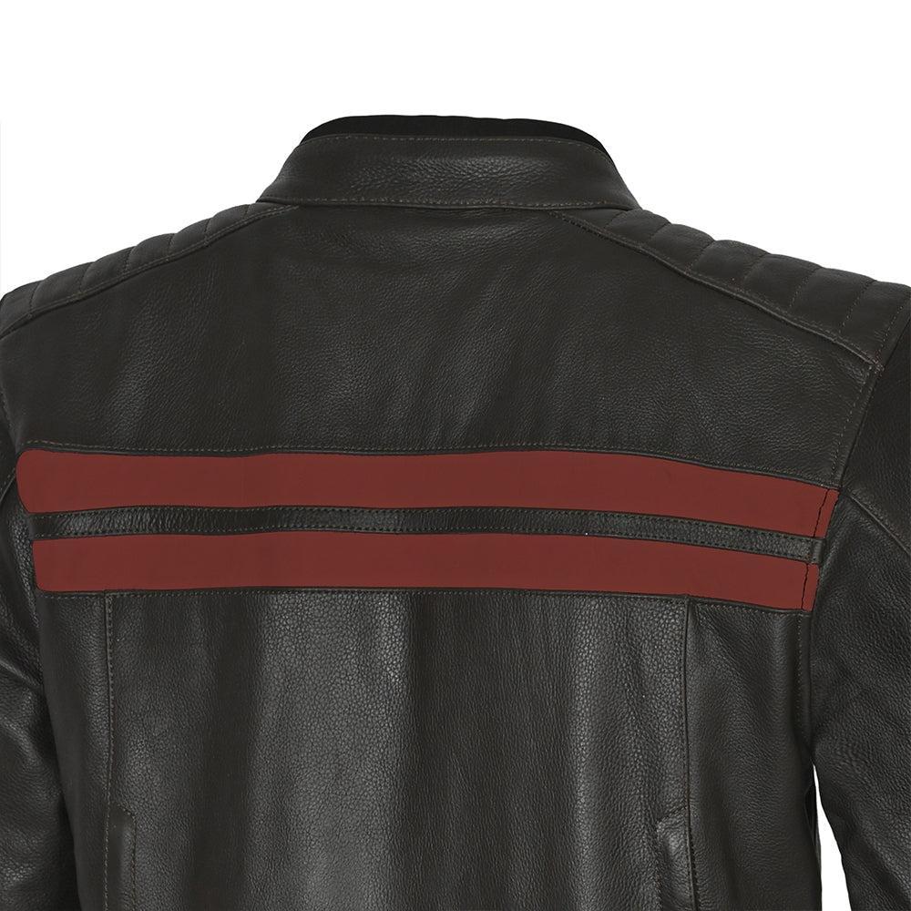 BELA - CHAQUETA PIEL STARK MARRÓN OSCURO/ROJO - SECURTEX MOTOR S.L (t/a MaximoMoto)