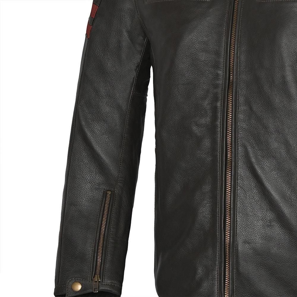 BELA - CHAQUETA PIEL STARK MARRÓN OSCURO/ROJO - SECURTEX MOTOR S.L (t/a MaximoMoto)