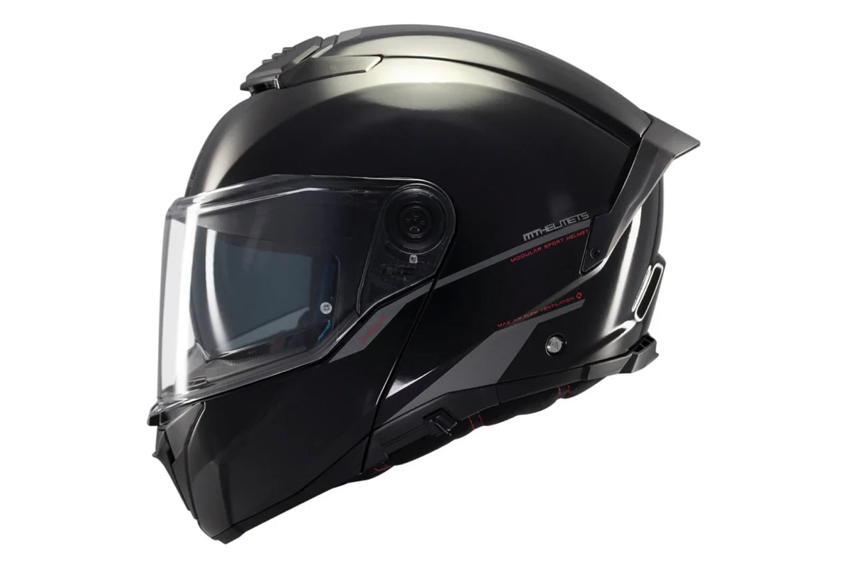 MT ATOM 2 SV SOLID MODULAR CASCO DE MOTO A1 NEGRO BRILLO