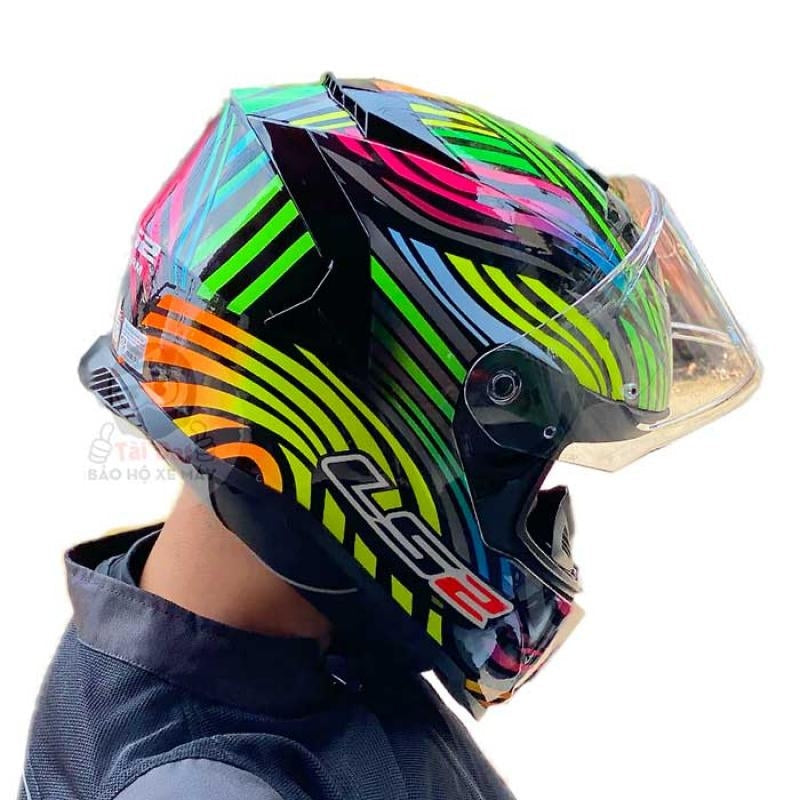 LS2 FF800 STORM POWER MATT BLACK RAINBOW - SECURTEX MOTOR S.L (t/a MaximoMoto)