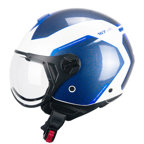 CGM 167L FLO BICO Urbano Abierto Jet Casco Blanco Azul conformado