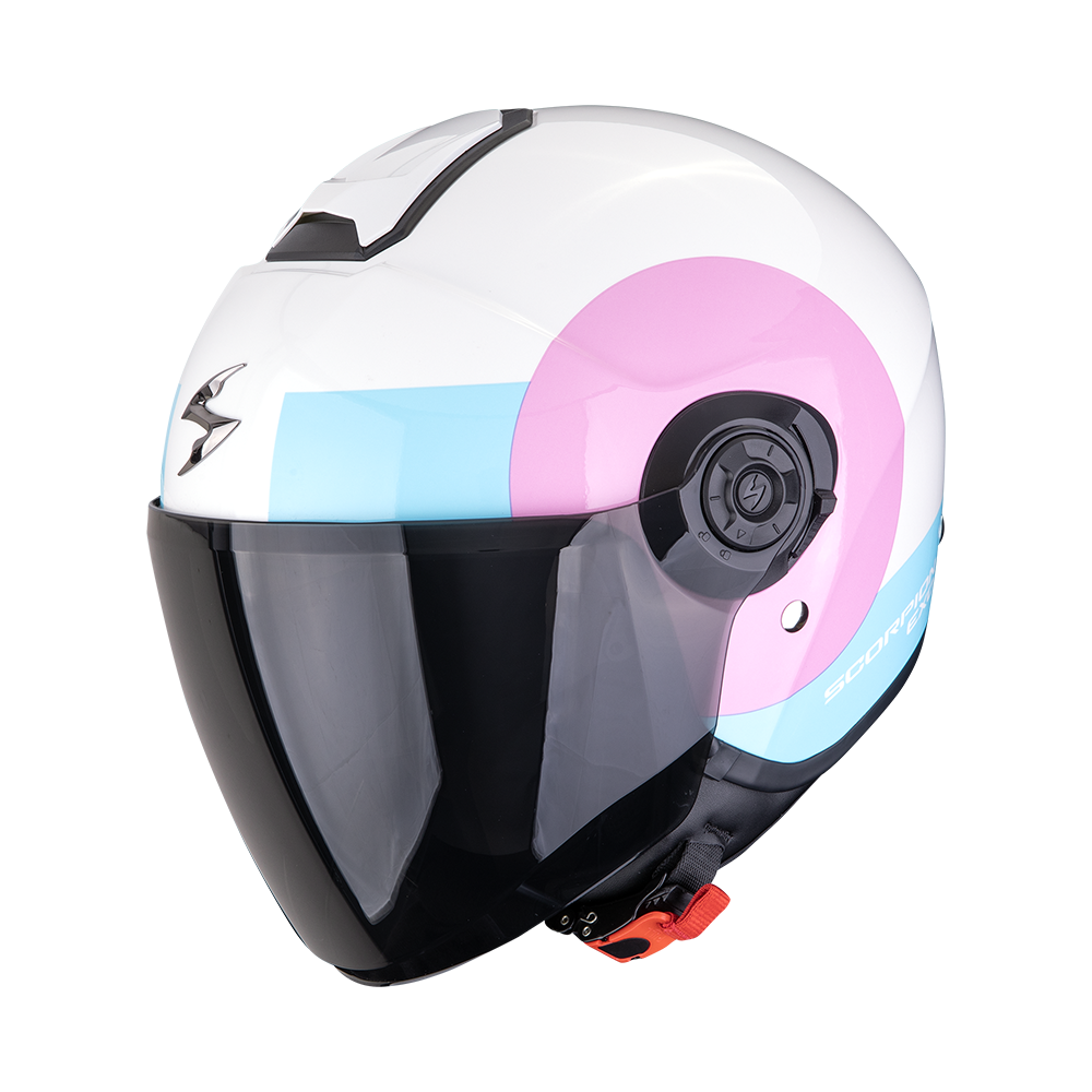 SCORPION EXO-CITY II SHEER CASCO  JET DE MOTO Blanco Rosa Azul Claro