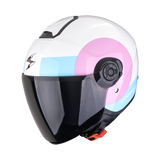 SCORPION EXO-CITY II SHEER CASCO  JET DE MOTO Blanco Rosa Azul Claro