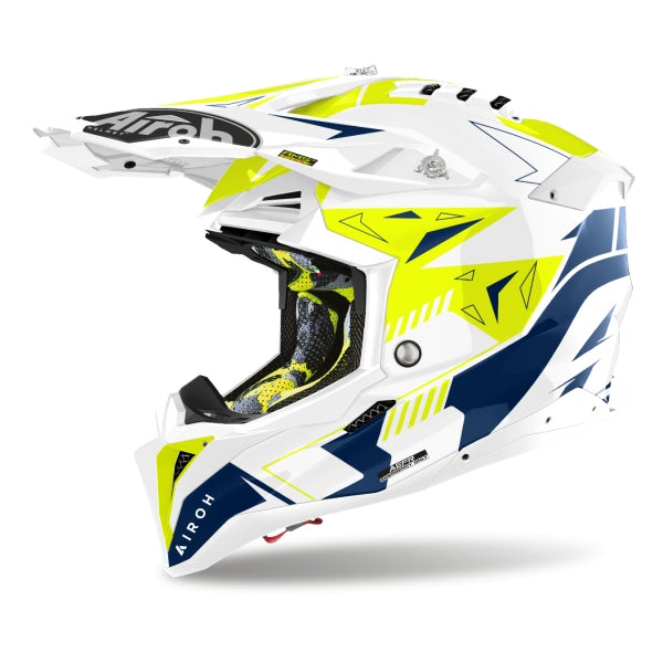 AIROH - CASCOS AVIATOR 3 SPIN YELLOW/BLUE GLOSS - SECURTEX MOTOR S.L (t/a MaximoMoto)