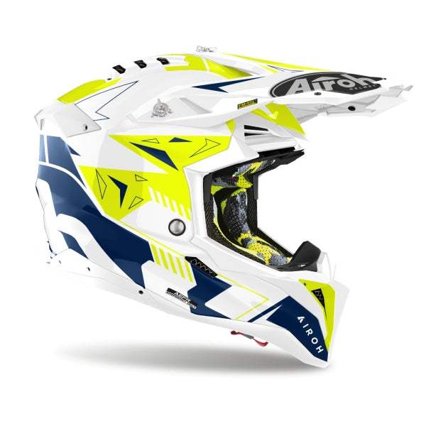 AIROH - CASCOS AVIATOR 3 SPIN YELLOW/BLUE GLOSS - SECURTEX MOTOR S.L (t/a MaximoMoto)