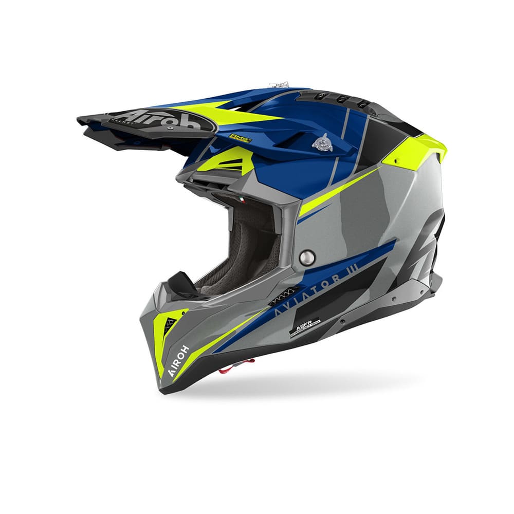 AIROH AVIATOR 3 PUSH Motocicleta Tierra Casco Brillo Azul