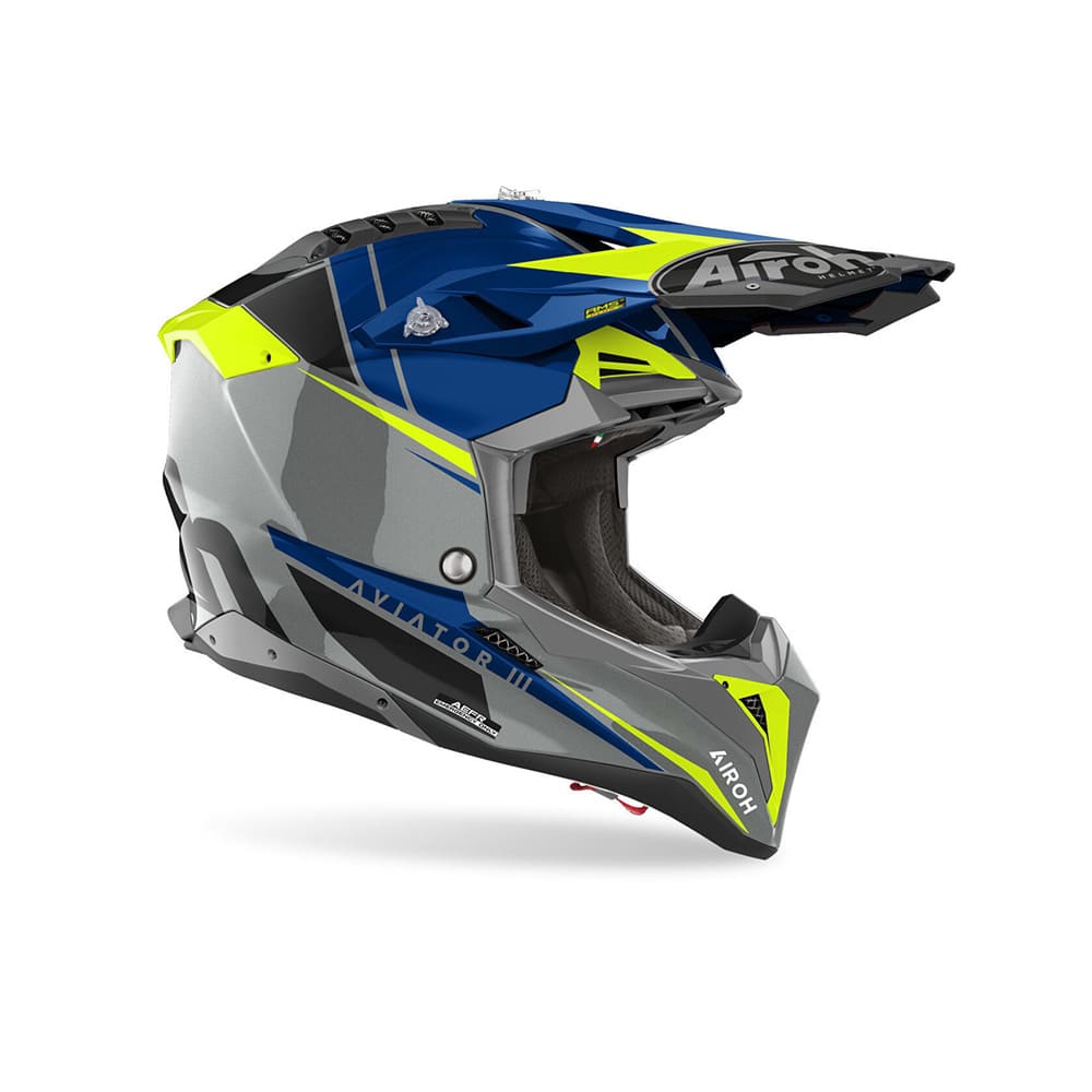 AIROH AVIATOR 3 PUSH Motocicleta Tierra Casco Brillo Azul