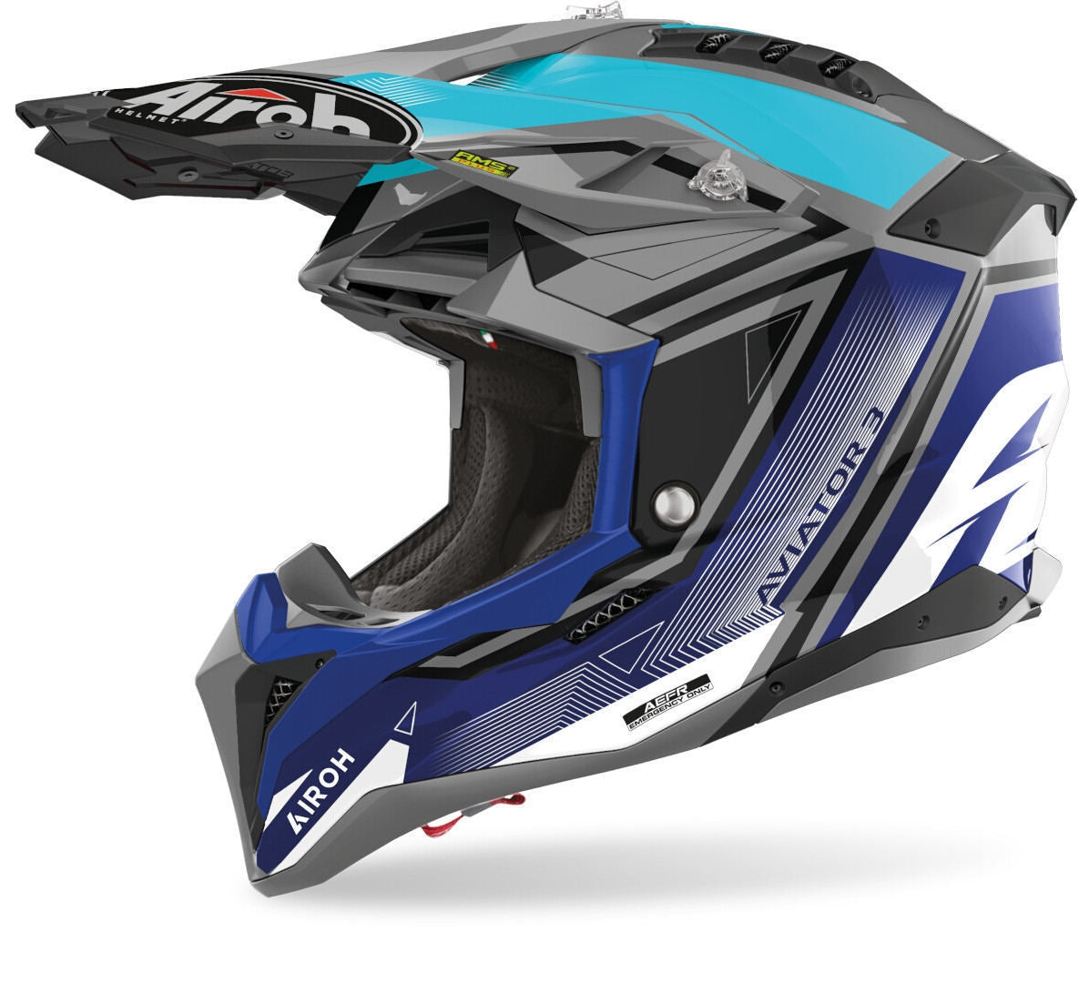 AIROH - CASCOS AVIATOR 3 LEAGUE BLUE GLOSS - SECURTEX MOTOR S.L (t/a MaximoMoto)