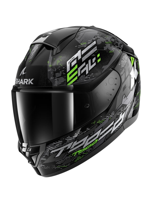 Shark HE1109EKSG Cascos RIDILL 2 Negro Plata Verde