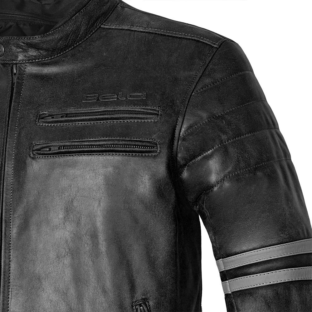 BELA - Chaqueta Piel Royal Rider Vinatge Negro/Gris - SECURTEX MOTOR S.L (t/a MaximoMoto)