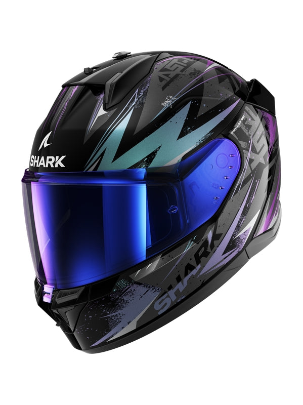 SHARK D SKWAL 3 purpurina verde negra integral Casco 