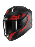 SHARK SKWAL i3 RHAD Integral Casco Negro Mate Cromo Rojo
