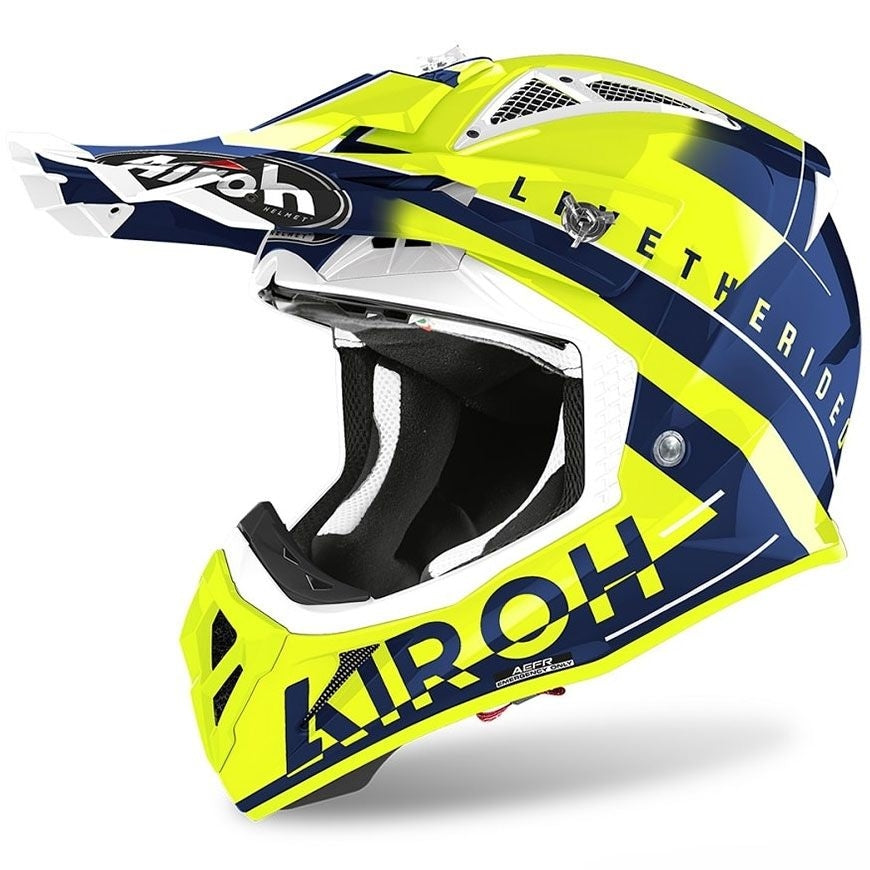 AIROH - CASCO DE MOTO OFF ROAD CASCOS AVIATOR ACE AMAZE AZUL BRILLO