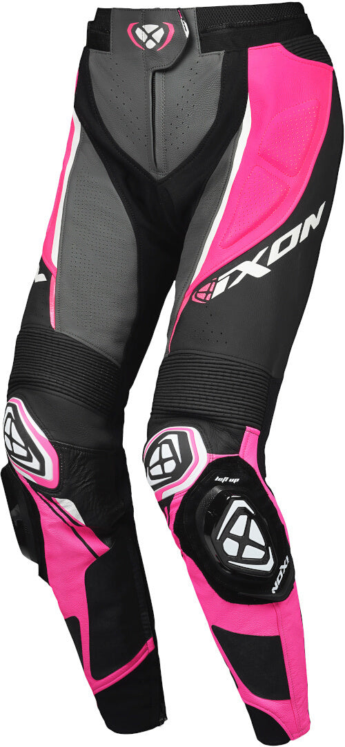 IXON VORTEX 3 PT L DAMAS MOTO PANTALONES CUERO NEGRO ROSA