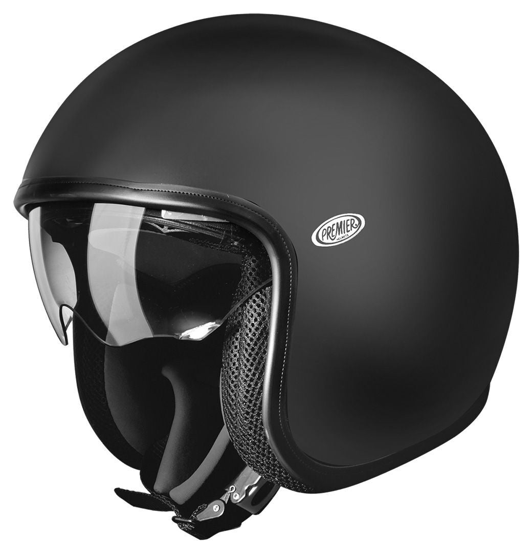PREMIER VINTAGE U9BM Moto Cara Abierta Casco Negro Mate