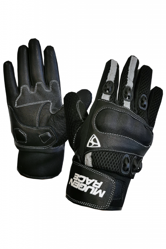 MUGENRACE G-MNR-2167 HALFY CORTOS Moto Guantes Negro Gris