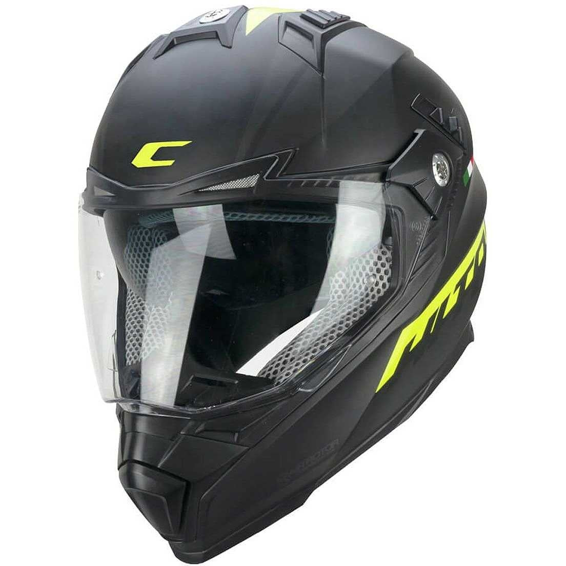 CGM 666S TWIN HITRACK Casco Aventura Negro Mate Amarillo