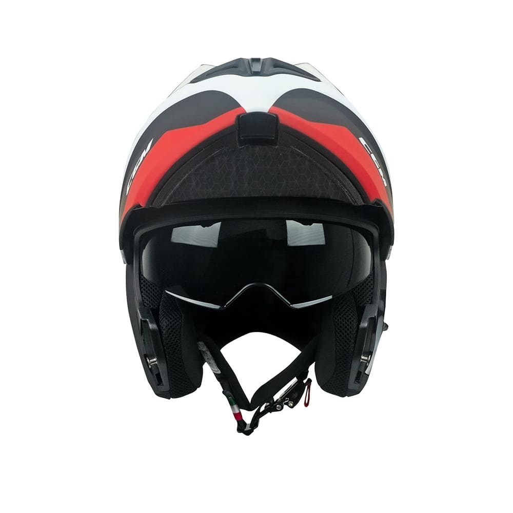 CGM 568G BER DRESDA Moto Modular Casco Negro Rojo Mate