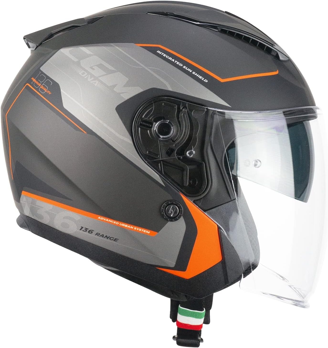 CGM 136S DNA APACHE JET CASCO MOTO GRAFITE ARANCIONE OPACO - CASCO