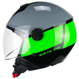 CGM 167R FLO STEP JET CASCO MOTO GRIGIO VERDE LUNGA - CASCO