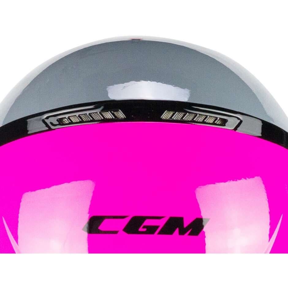 CGM 167R FLO STEP JET Moto Casco Gris Fucsia Largo