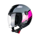 CGM 167R FLO STEP JET Moto Casco Gris Fucsia Largo