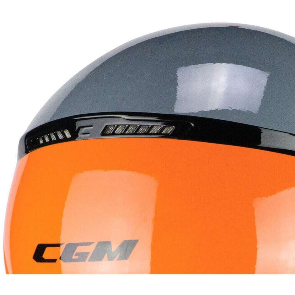 CGM 167R FLO STEP JET CASCO MOTO GRIGIO ARANCIONE SAGOMATA - CASCO