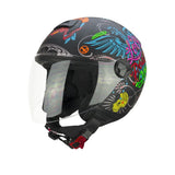 CGM 167S FLO JOY Moto Jet Casco Negro Azul Verde Mate Largo