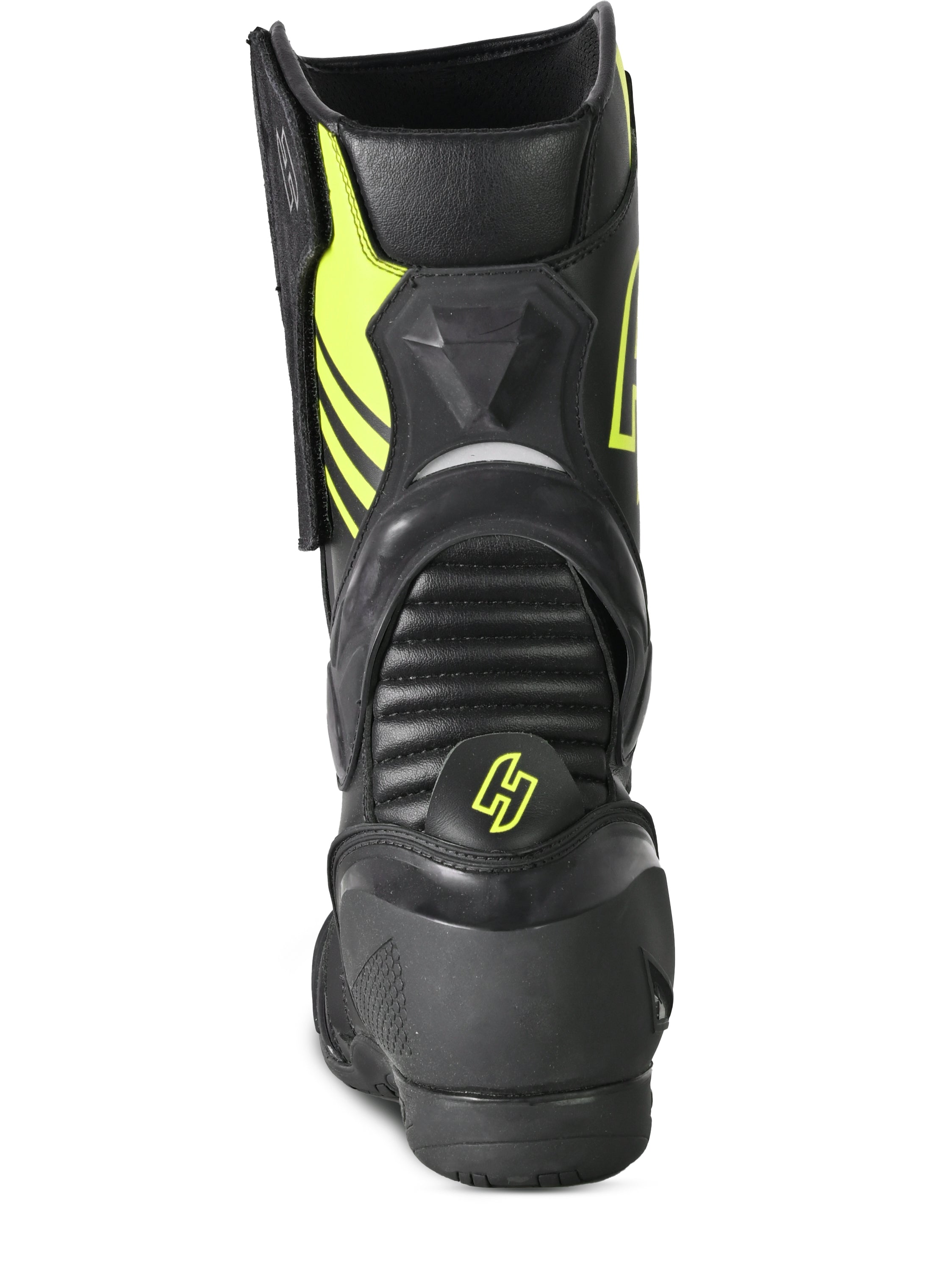 SHUA - Botas Piel Super Tech Negro/Amarillo Fluor-Maximo Moto