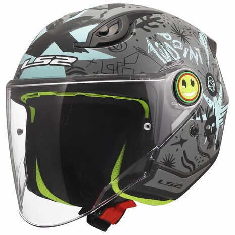 LS2 OF622 FUNNY II SCRIBBLE CASCO DE MOTO GRIS AZUL