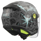 LS2 OF622 FUNNY II SCRIBBLE CASCO DE MOTO GRIS AZUL