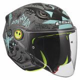 LS2 OF622 FUNNY II SCRIBBLE CASCO DE MOTO GRIS AZUL
