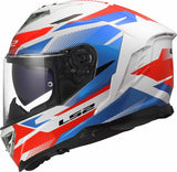 LS2 FF818 STORM III KOMAI CASCO DE MOTO BLANCO AZUL ROJO