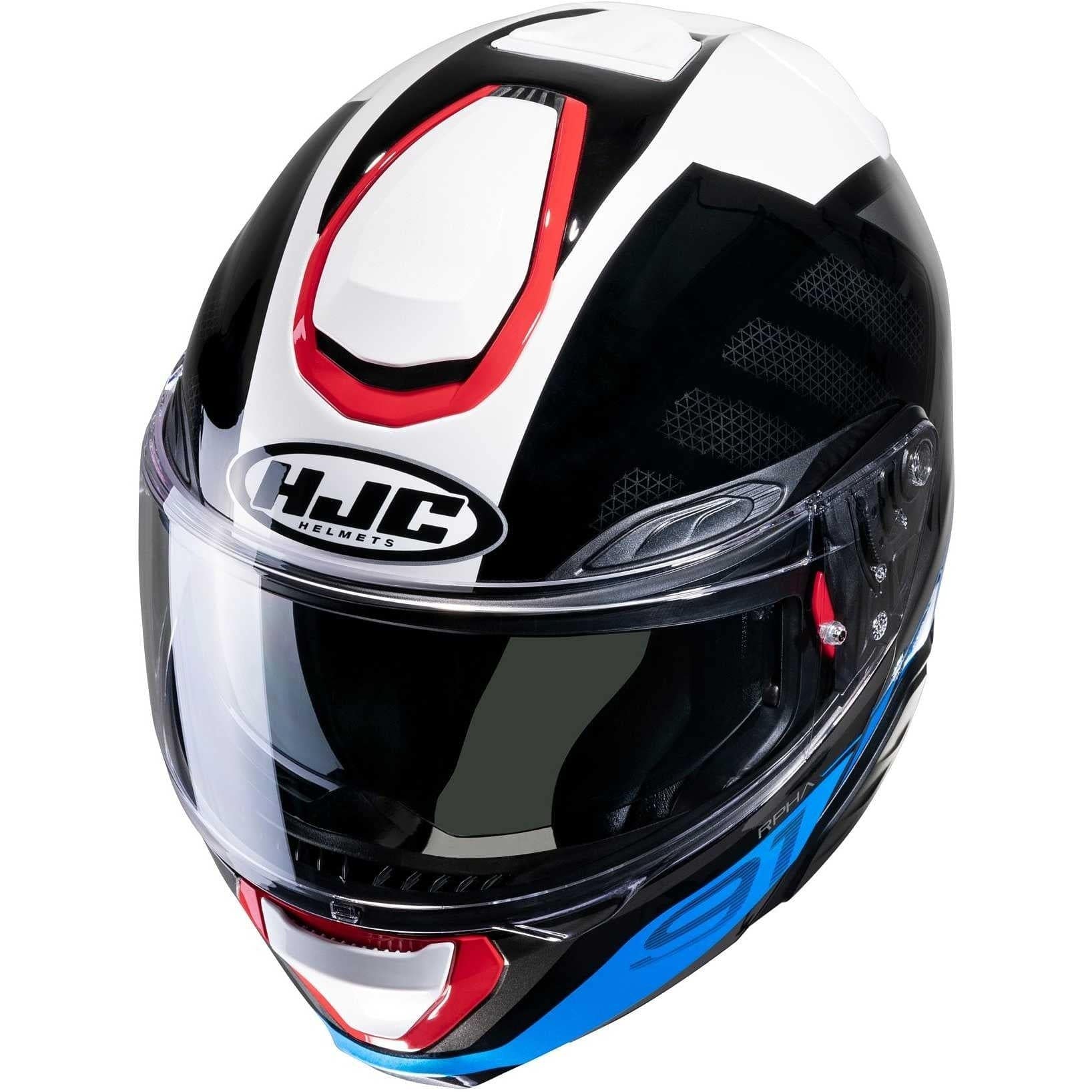HJC RPHA 91 Refined MC21 Casco Modular de Moto Negro Azul Blanco - CASCO