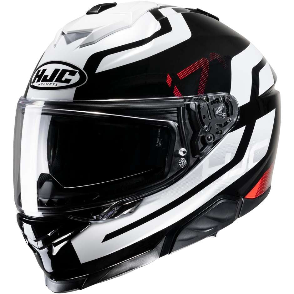 Casco Integral HJC i71 ENTA MC1 Moto Racing blanco negro