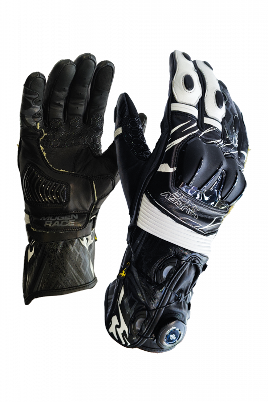 MugenRace G-MNR 2480 COWY Sport Moto Guantes Blanco Negro