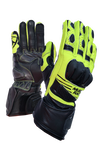 MUGENRACE LINEA SPORT Moto Cuero Guantes Negro Amarillo Fluo
