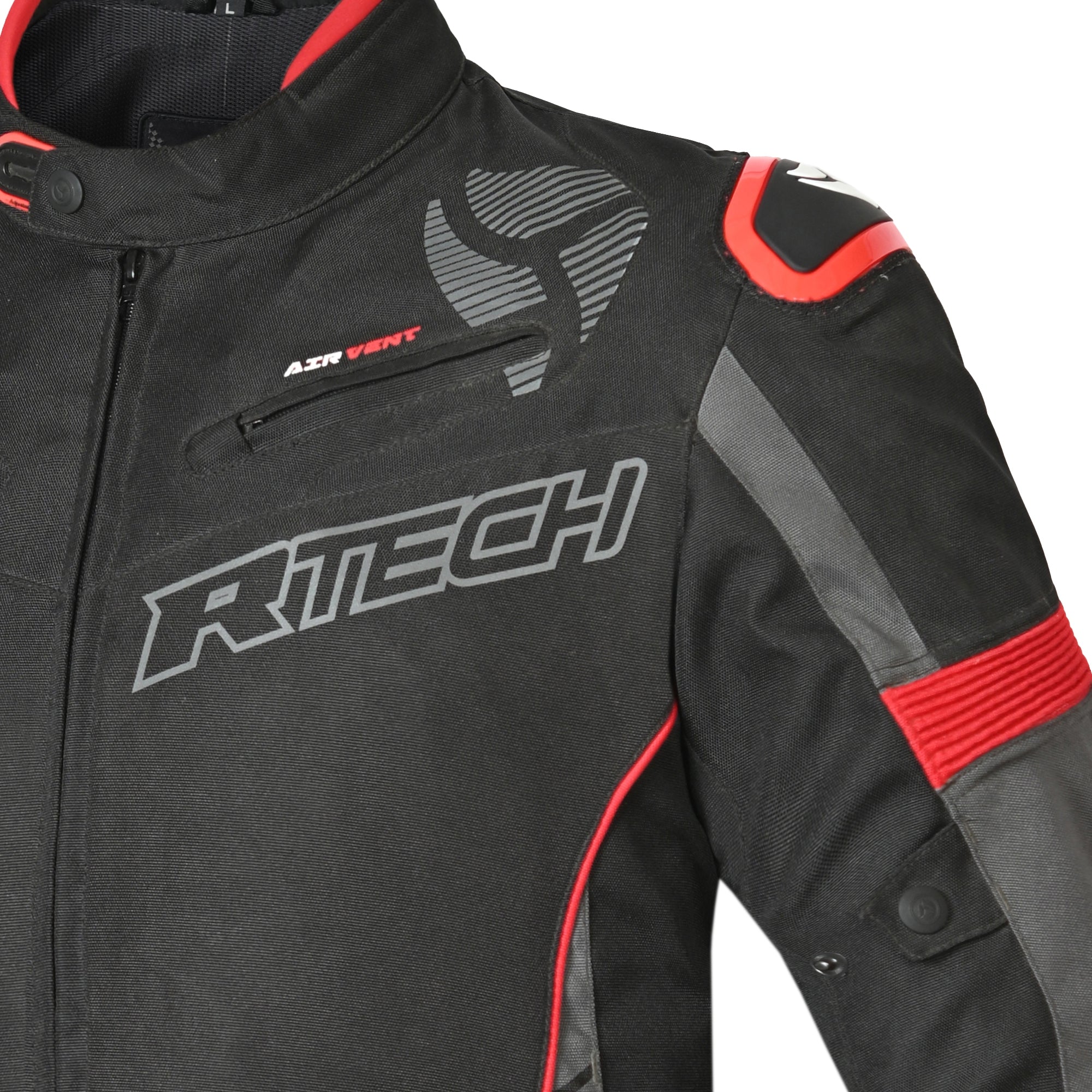 R-TECH Chaqueta Textil Knight Rider (Short) Negro/Antracita/Rojo - CHAQUETA
